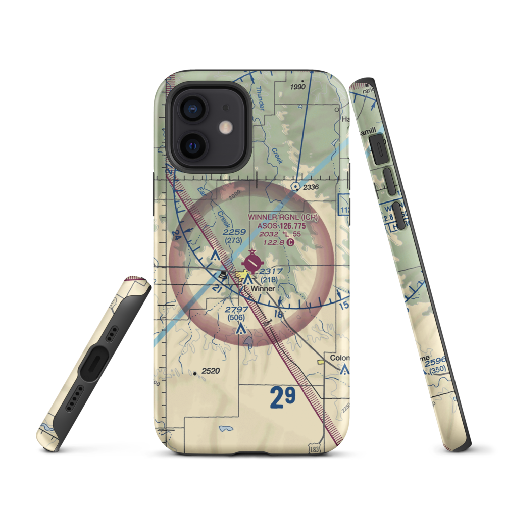 Winner Regional Airport (ICR) VFR Sectional  Tough iPhone Case iPhone 12 model shown