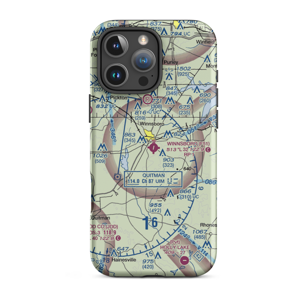 Winnsboro Municipal Airport (F51) VFR Sectional  Tough iPhone Case iPhone 16 Pro Max model shown