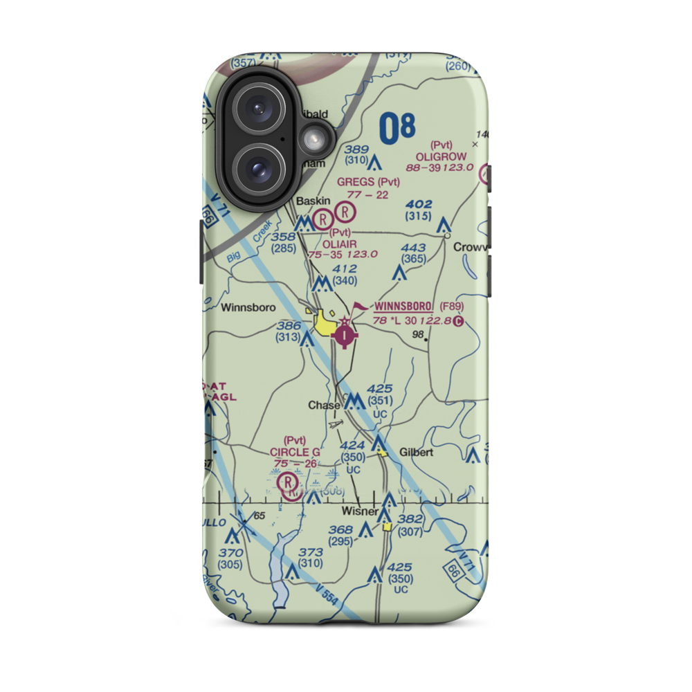 Winnsboro Municipal Airport (F89) VFR Sectional  Tough iPhone Case iPhone 16 Plus model shown