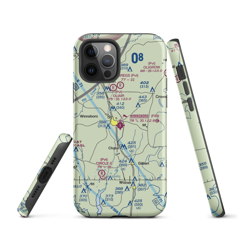 Winnsboro Municipal Airport (F89) VFR Sectional  Tough iPhone Case iPhone 12 Pro model shown