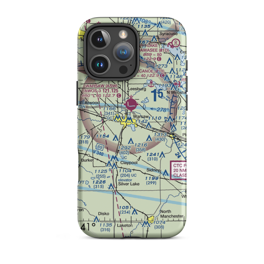 Winona Lake Seaplane Base (02D) VFR Sectional  Tough iPhone Case iPhone 16 Pro Max model shown