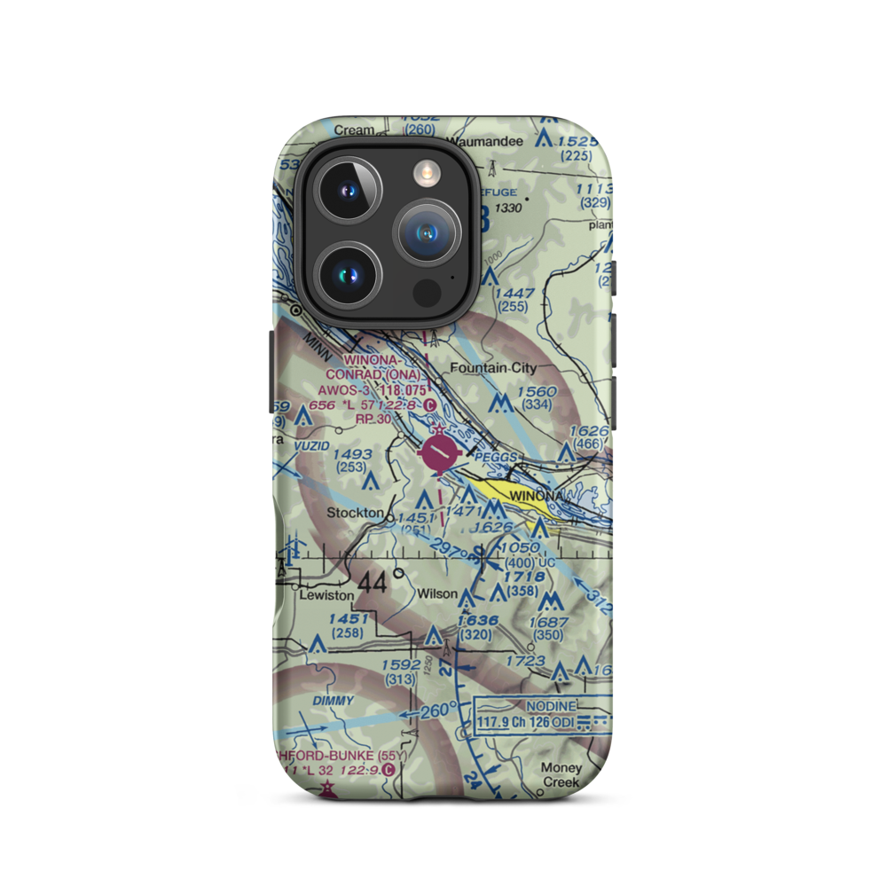 Winona Municipal-Max Conrad Field (ONA) VFR Sectional  Tough iPhone Case iPhone 16 Pro model shown