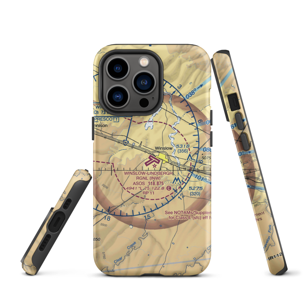 Winslow Lindbergh Regional Airport (INW) VFR Sectional  Tough iPhone Case iPhone 13 Pro model shown