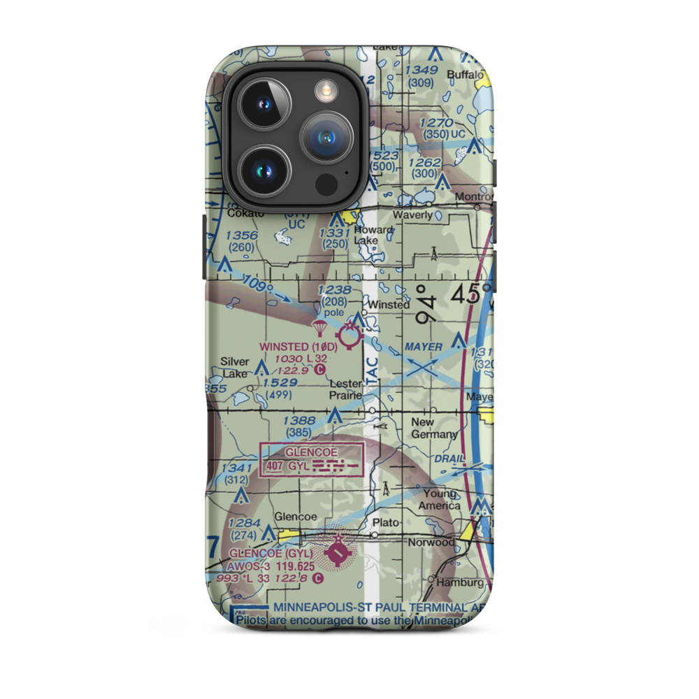 Winsted Municipal Airport (10D) VFR Sectional  Tough iPhone Case iPhone 16 Pro Max model shown