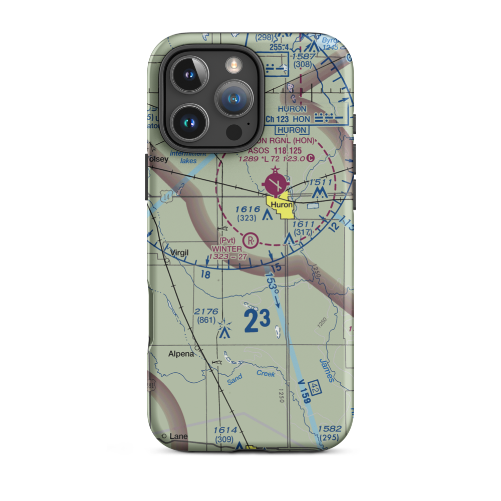 Winter Airfield (SD55) VFR Sectional  Tough iPhone Case iPhone 16 Pro Max model shown