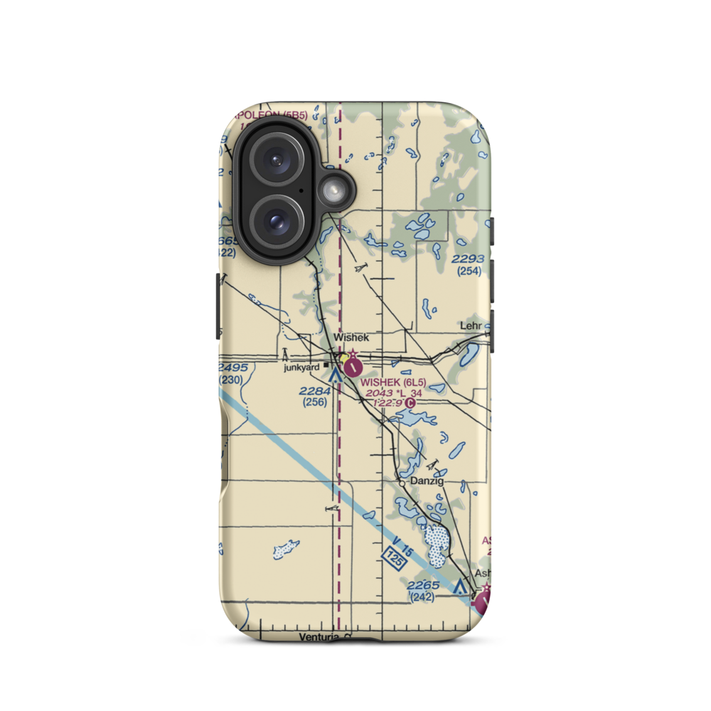 Wishek Municipal Airport (6L5) VFR Sectional  Tough iPhone Case iPhone 16 model shown