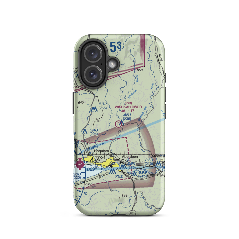 Wishkah River Ranch Airport (94WA) VFR Sectional  Tough iPhone Case iPhone 16 model shown