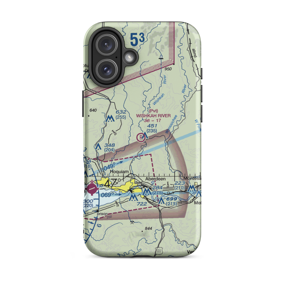 Wishkah River Ranch Airport (94WA) VFR Sectional  Tough iPhone Case iPhone 16 Plus model shown