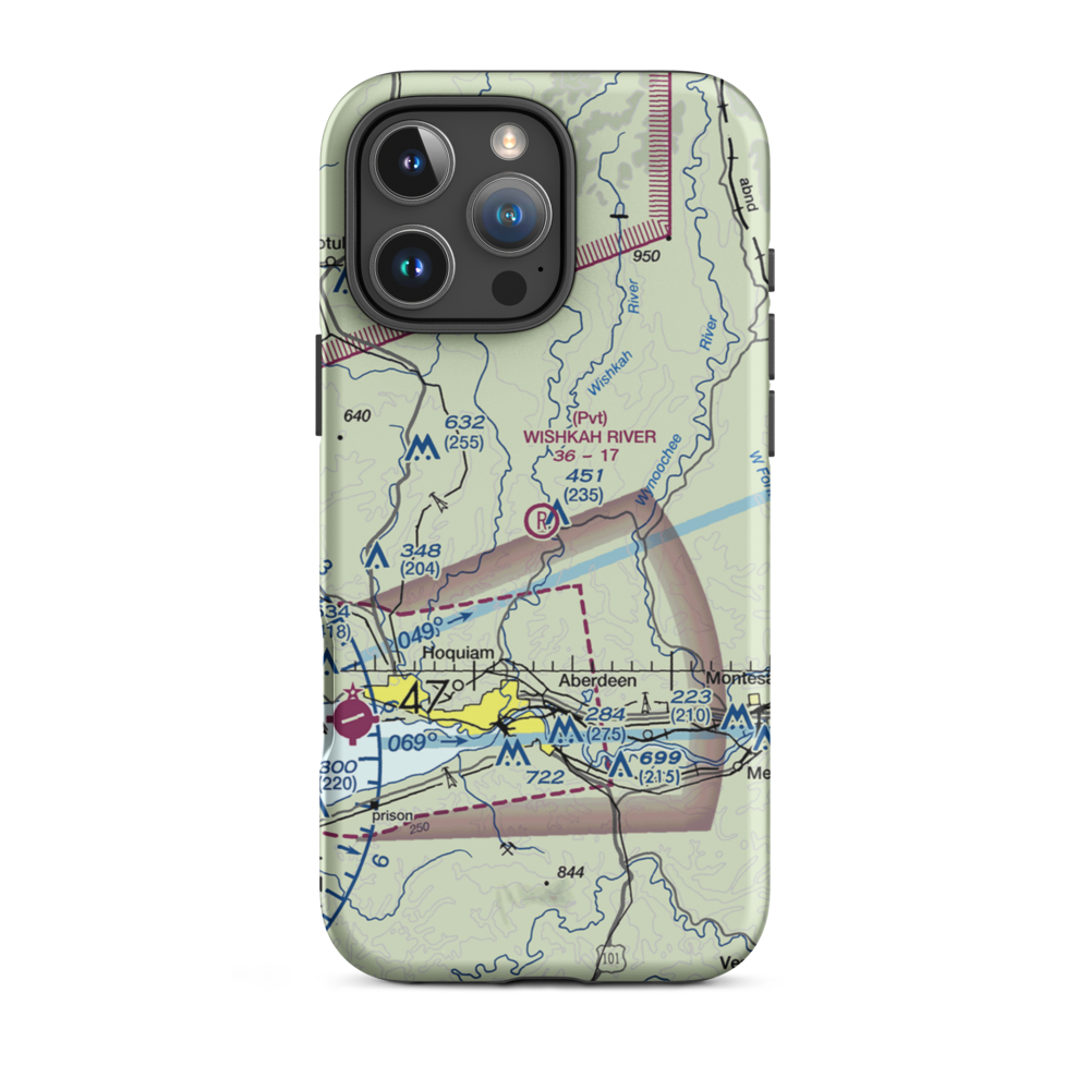 Wishkah River Ranch Airport (94WA) VFR Sectional  Tough iPhone Case iPhone 16 Pro Max model shown