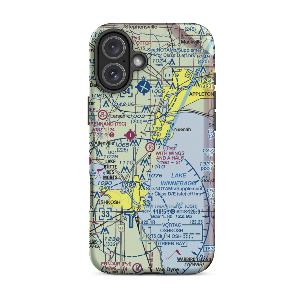 With Wings And A Halo Airport (0WI7) VFR Sectional  Tough iPhone Case iPhone 16 Plus model shown