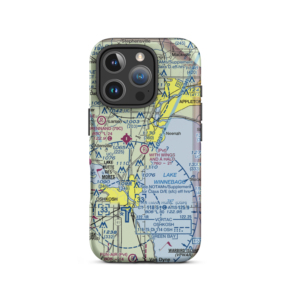 With Wings And A Halo Airport (0WI7) VFR Sectional  Tough iPhone Case iPhone 16 Pro model shown