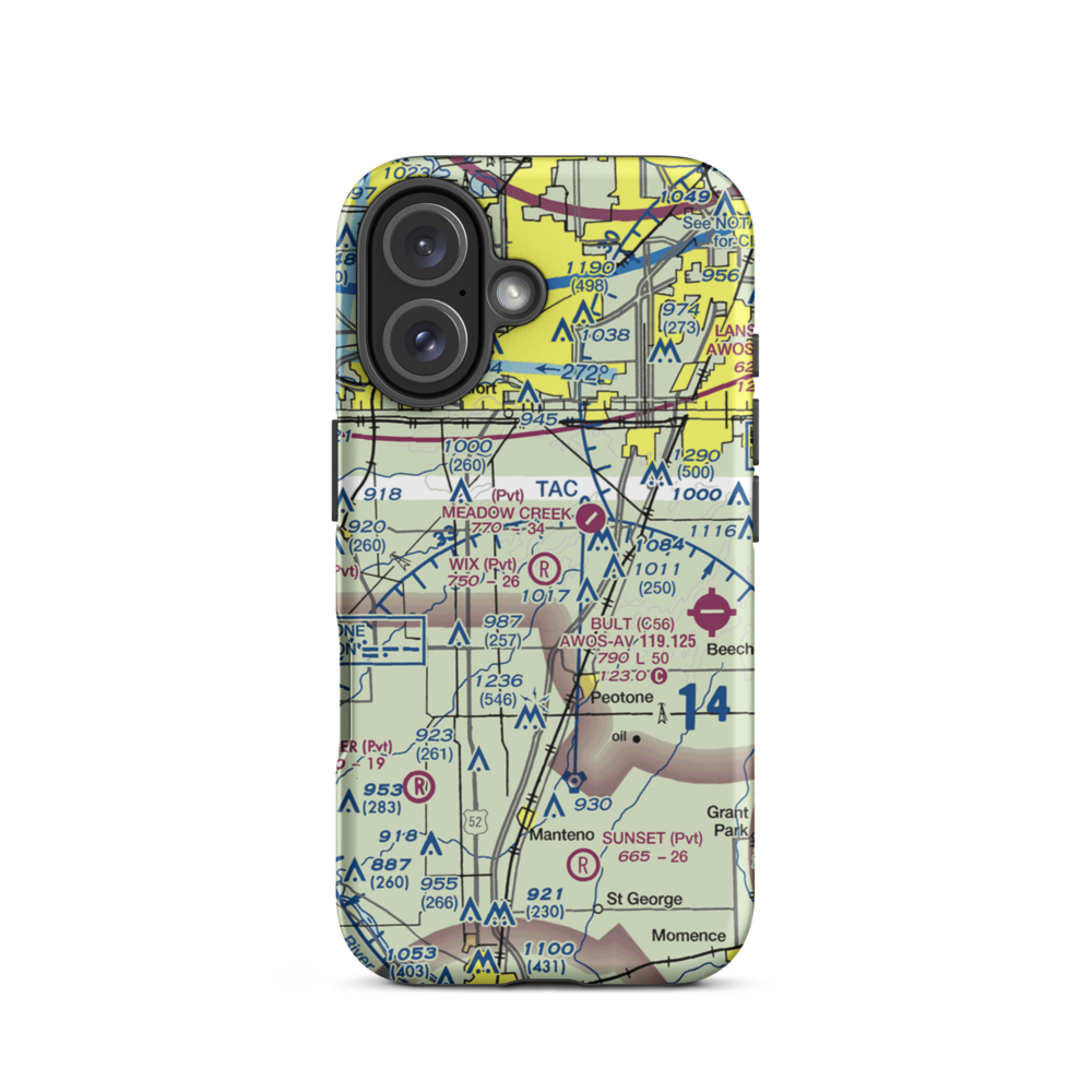 Wix Airport (03IL) VFR Sectional  Tough iPhone Case iPhone 16 model shown