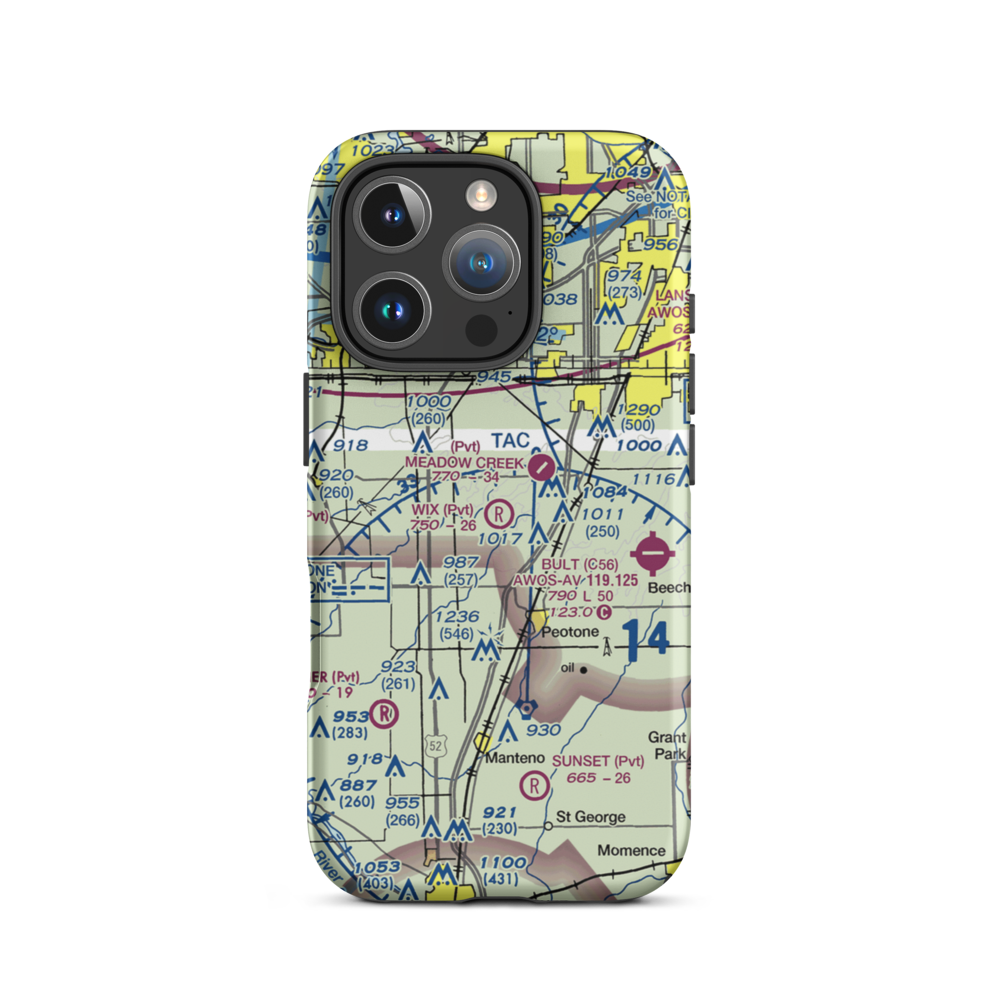 Wix Airport (03IL) VFR Sectional  Tough iPhone Case iPhone 16 Pro model shown