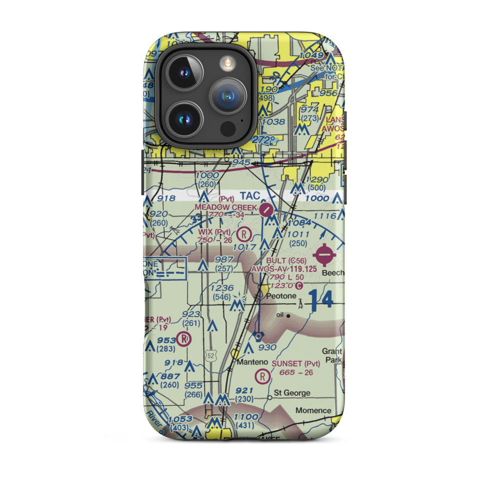 Wix Airport (03IL) VFR Sectional  Tough iPhone Case iPhone 16 Pro Max model shown