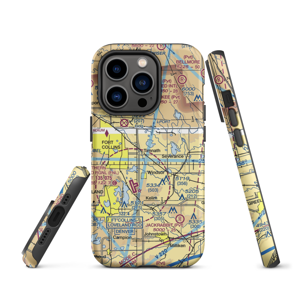 Wkr Airport (65CO) VFR Sectional  Tough iPhone Case iPhone 14 Pro model shown