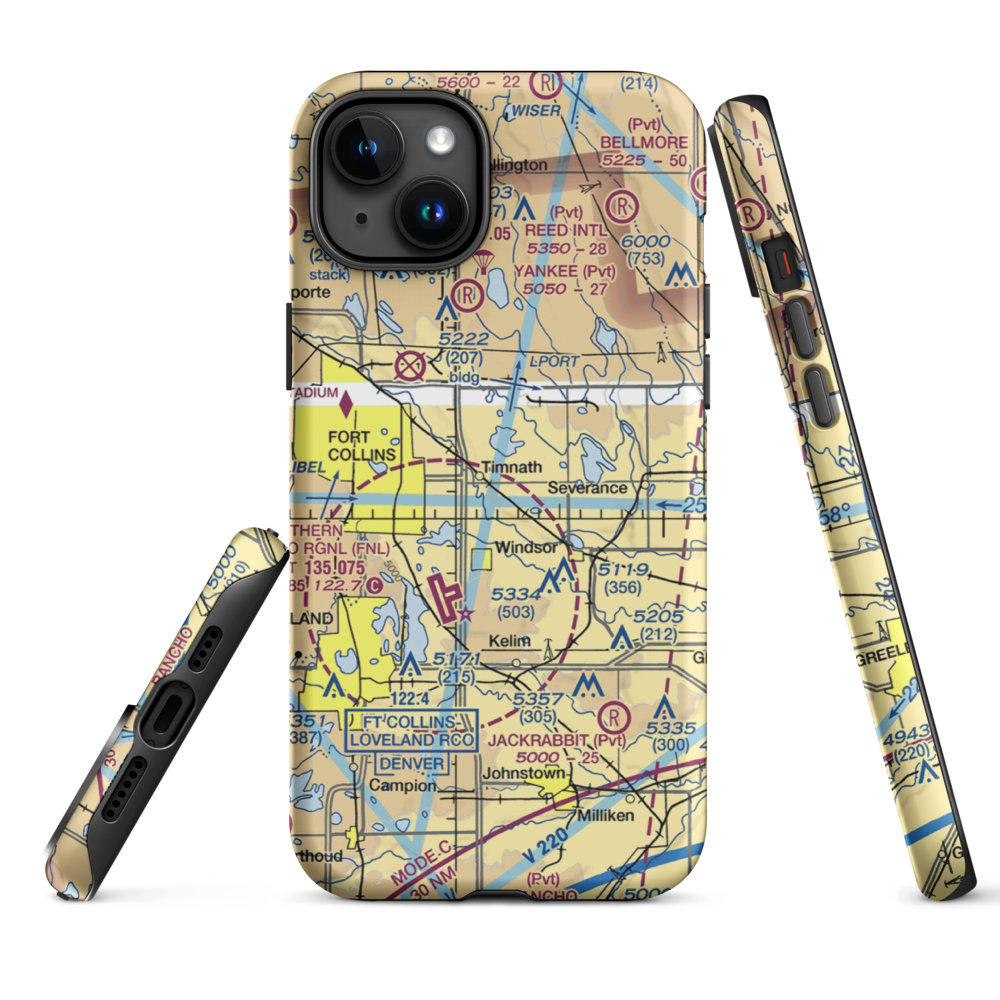 Wkr Airport (65CO) VFR Sectional  Tough iPhone Case iPhone 15 Plus model shown