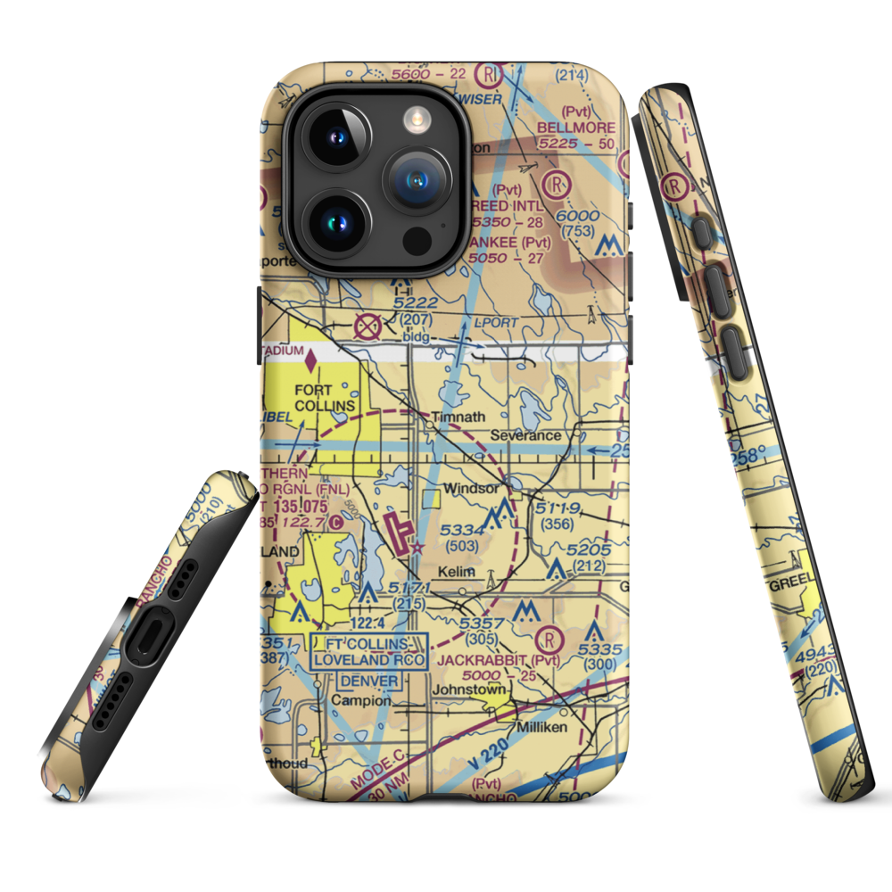 Wkr Airport (65CO) VFR Sectional  Tough iPhone Case iPhone 15 Pro Max model shown