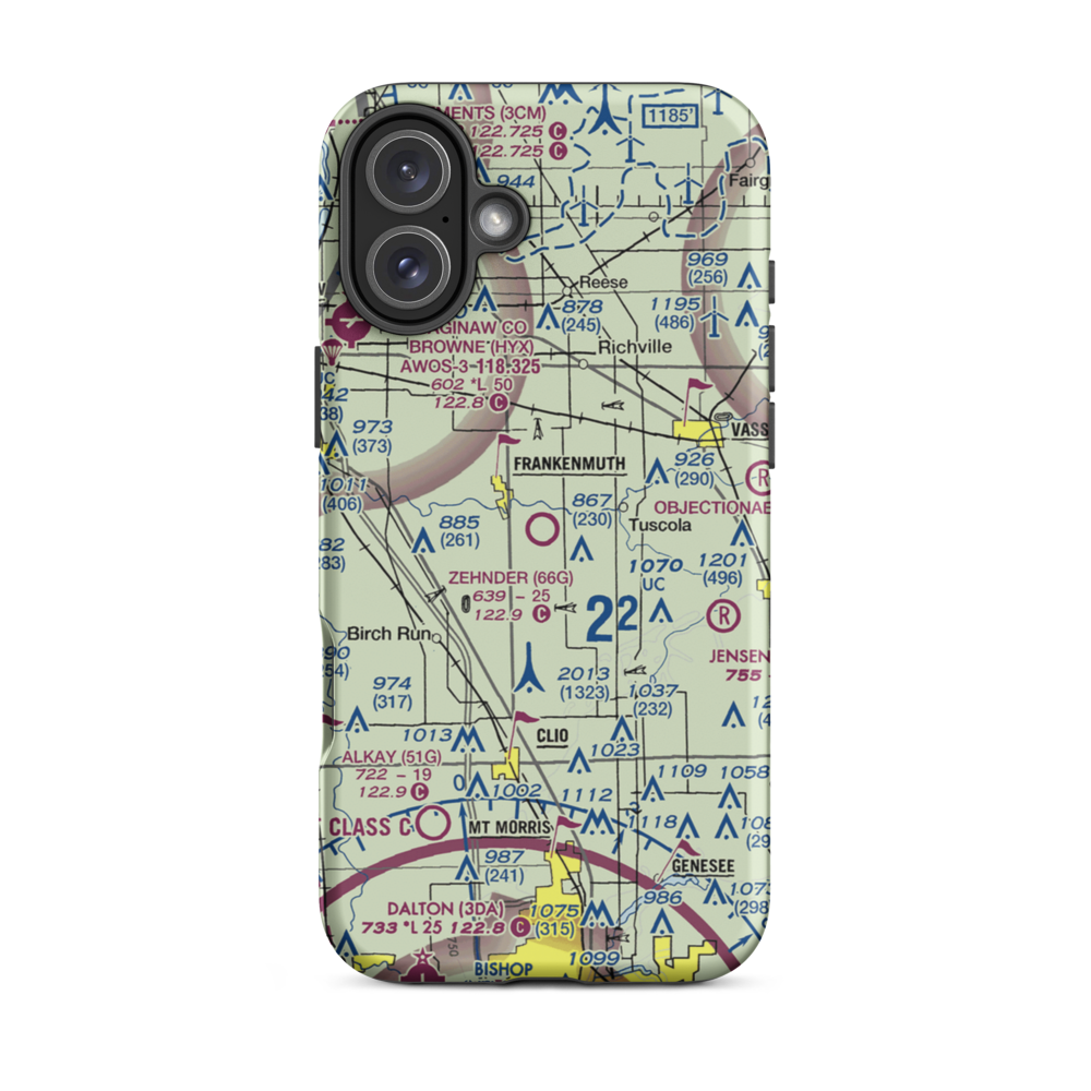 Wm 'Tiny' Zehnder Field (66G) VFR Sectional  Tough iPhone Case iPhone 16 Plus model shown