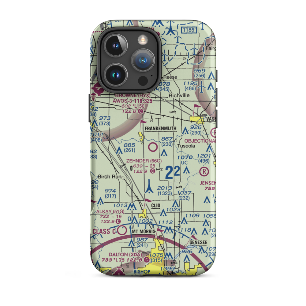 Wm 'Tiny' Zehnder Field (66G) VFR Sectional  Tough iPhone Case iPhone 16 Pro Max model shown