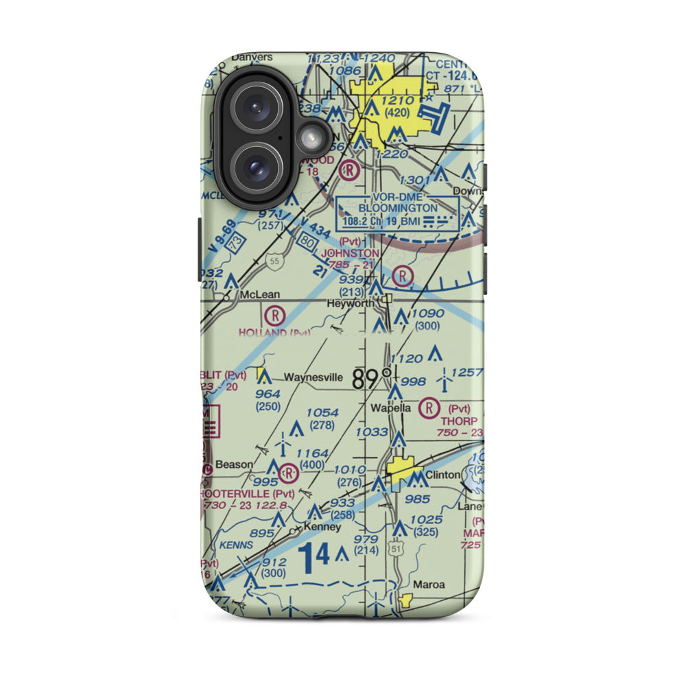 Wm Quinton Restricted Landing Area (9IL3) VFR Sectional  Tough iPhone Case iPhone 16 Plus model shown