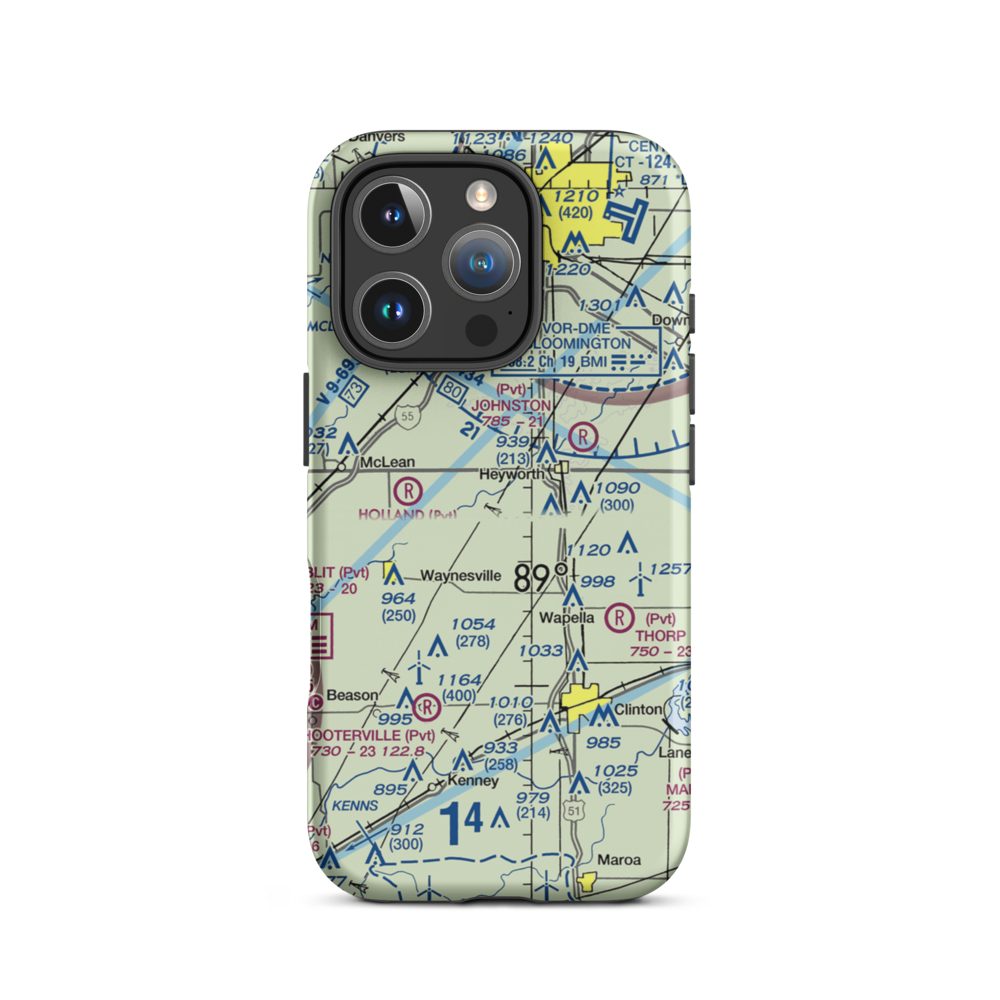 Wm Quinton Restricted Landing Area (9IL3) VFR Sectional  Tough iPhone Case iPhone 16 Pro model shown