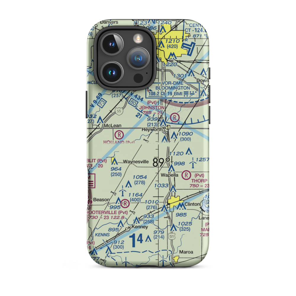 Wm Quinton Restricted Landing Area (9IL3) VFR Sectional  Tough iPhone Case iPhone 16 Pro Max model shown