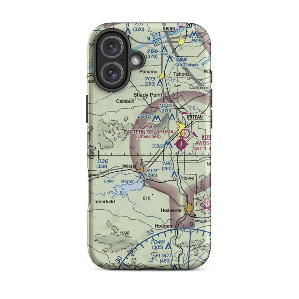 Wolf Mountain Airport (OK59) VFR Sectional  Tough iPhone Case iPhone 16 Plus model shown