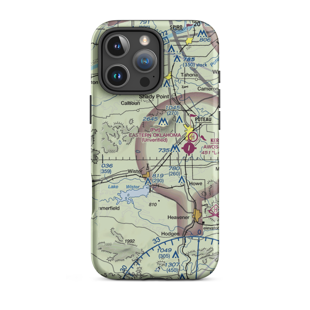 Wolf Mountain Airport (OK59) VFR Sectional  Tough iPhone Case iPhone 16 Pro Max model shown