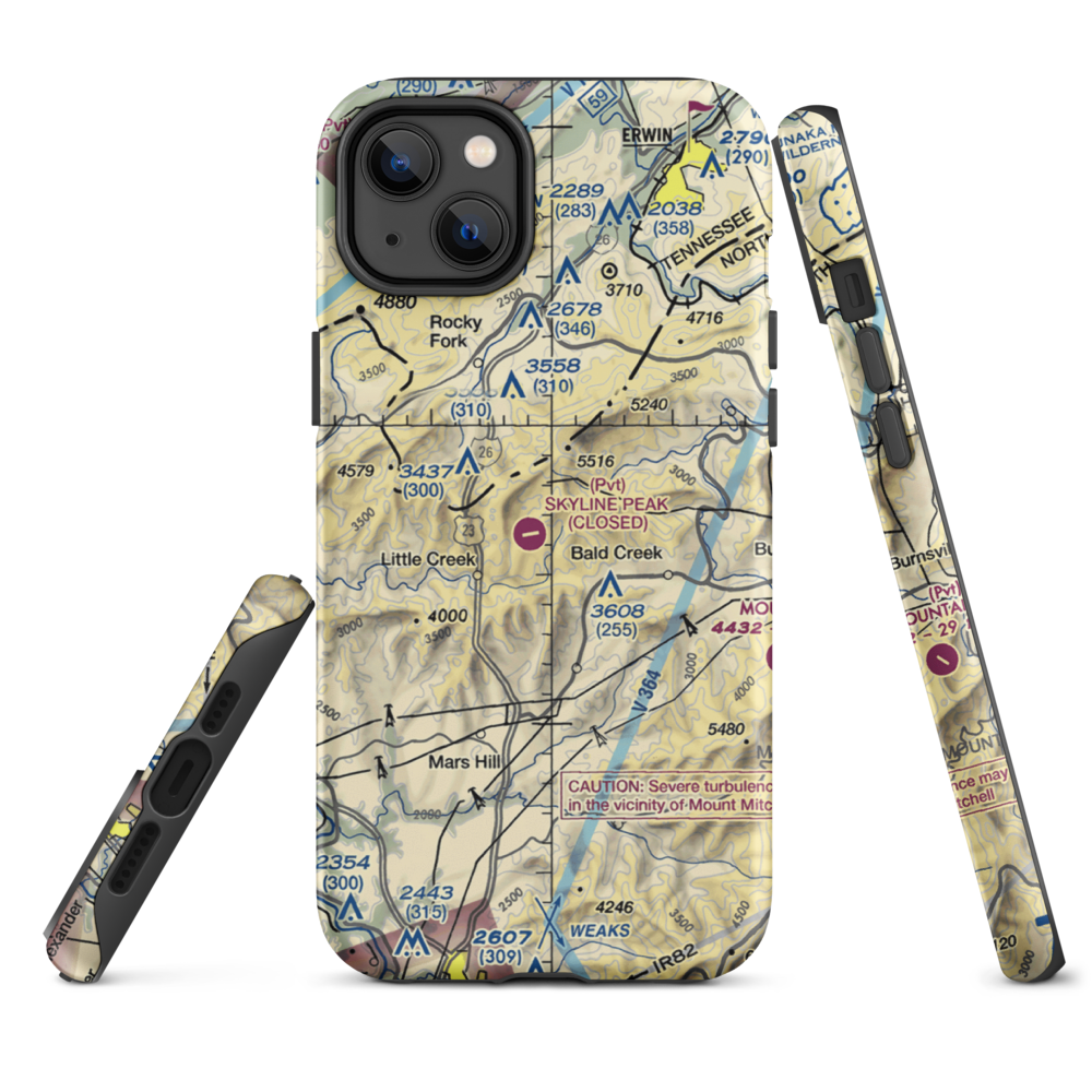 Wolf Ridge Airport (33NR) VFR Sectional  Tough iPhone Case iPhone 14 Plus model shown