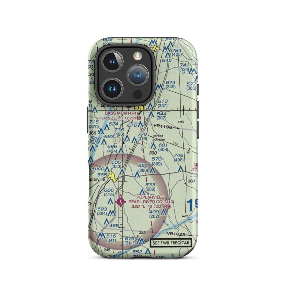 Wolf River Ranch Airport (MS53) VFR Sectional  Tough iPhone Case iPhone 16 Pro model shown