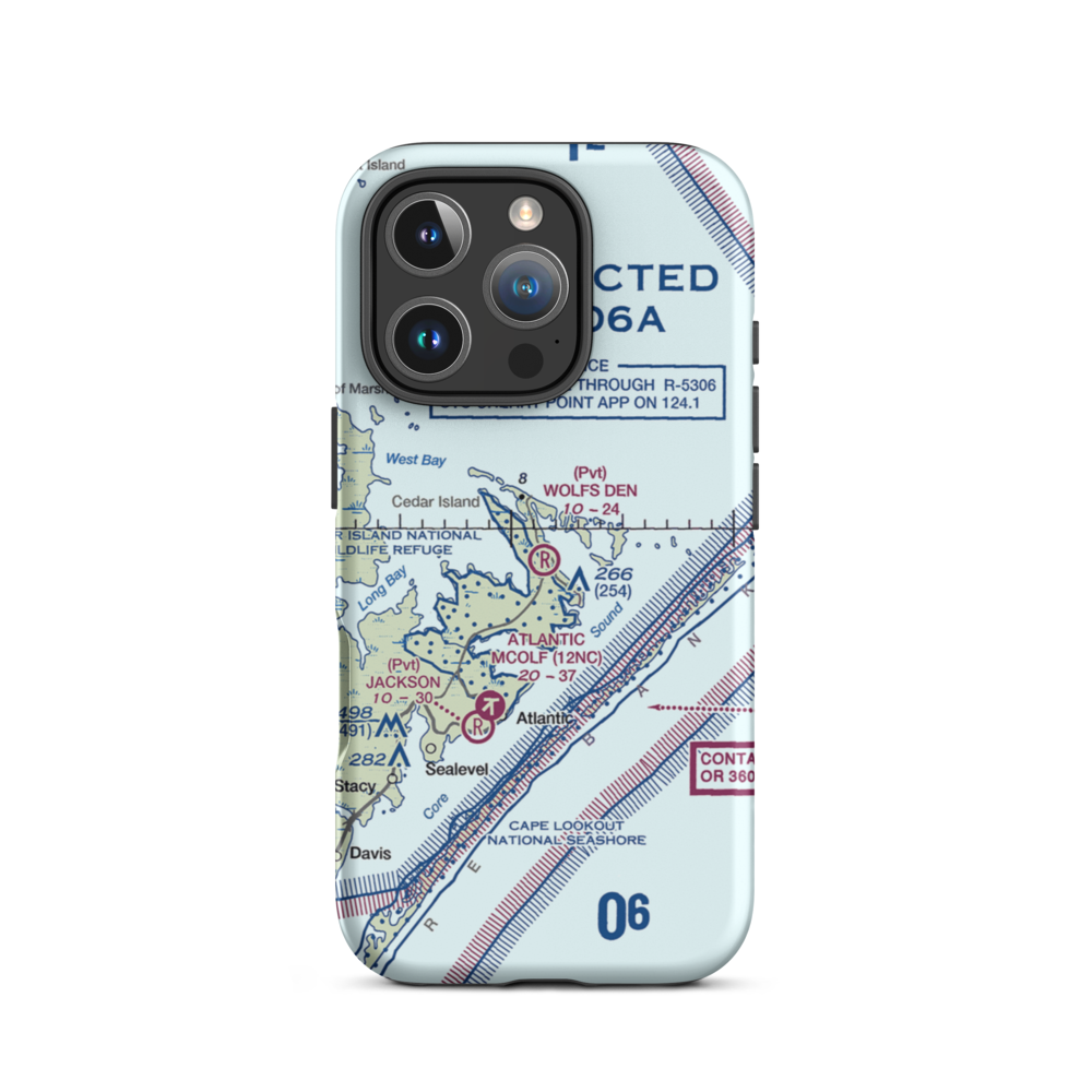 Wolf's Den Airport (NC17) VFR Sectional  Tough iPhone Case iPhone 16 Pro model shown