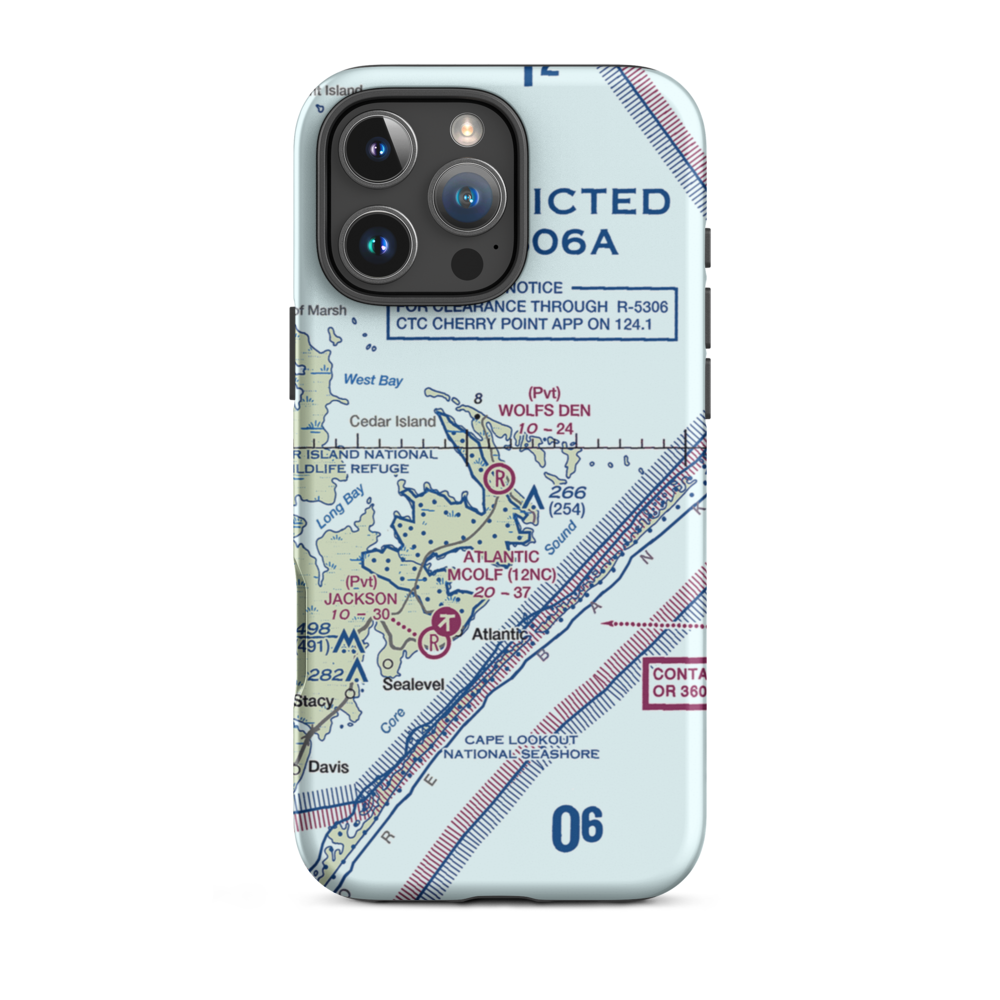 Wolf's Den Airport (NC17) VFR Sectional  Tough iPhone Case iPhone 16 Pro Max model shown