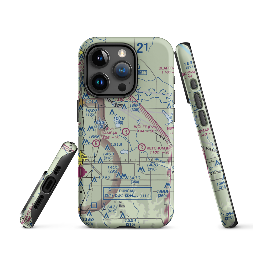 Wolfe Field Airport (1OK3) VFR Sectional  Tough iPhone Case iPhone 15 Pro model shown