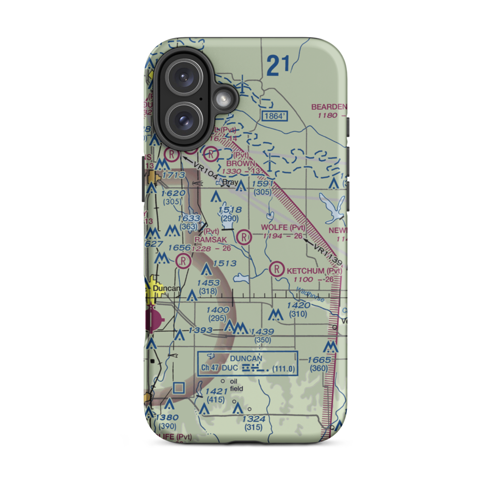 Wolfe Field Airport (1OK3) VFR Sectional  Tough iPhone Case iPhone 16 Plus model shown