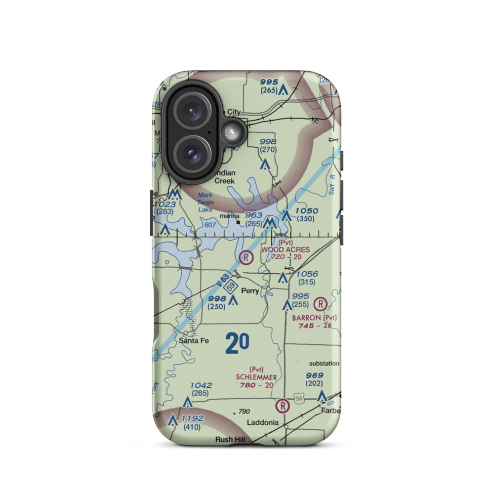 Wood Acres Airport (7MO1) VFR Sectional  Tough iPhone Case iPhone 16 model shown