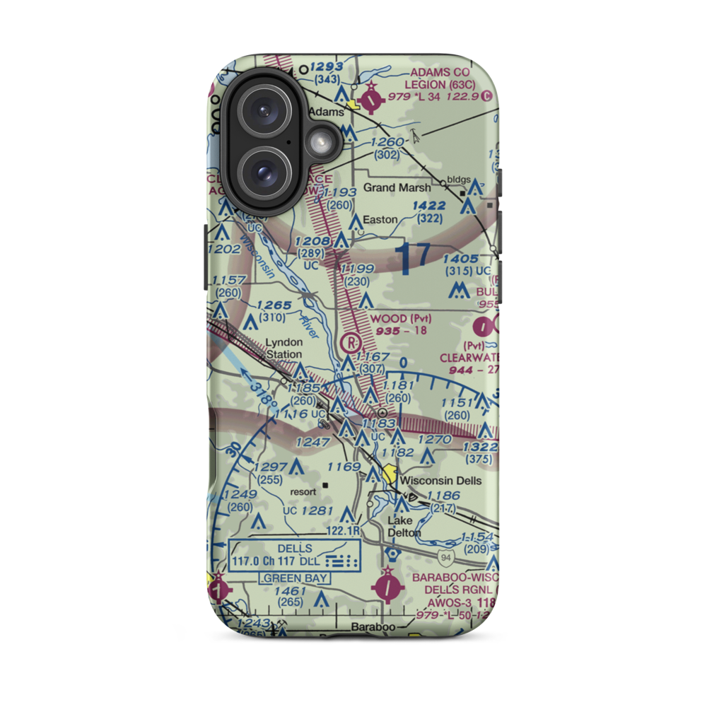 Wood Airport (8WI0) VFR Sectional  Tough iPhone Case iPhone 16 Plus model shown