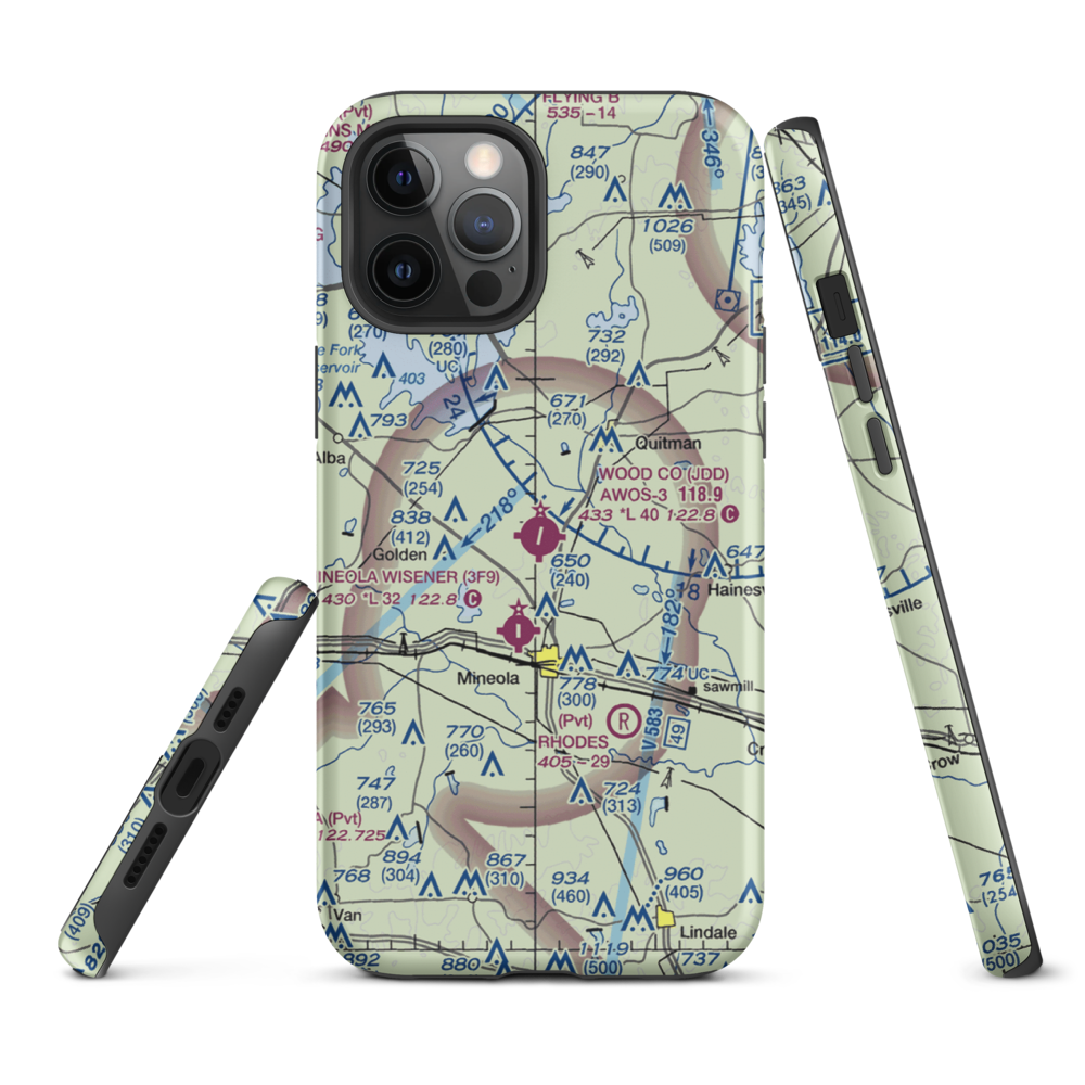 Wood County Airport (JDD) VFR Sectional  Tough iPhone Case iPhone 12 Pro Max model shown