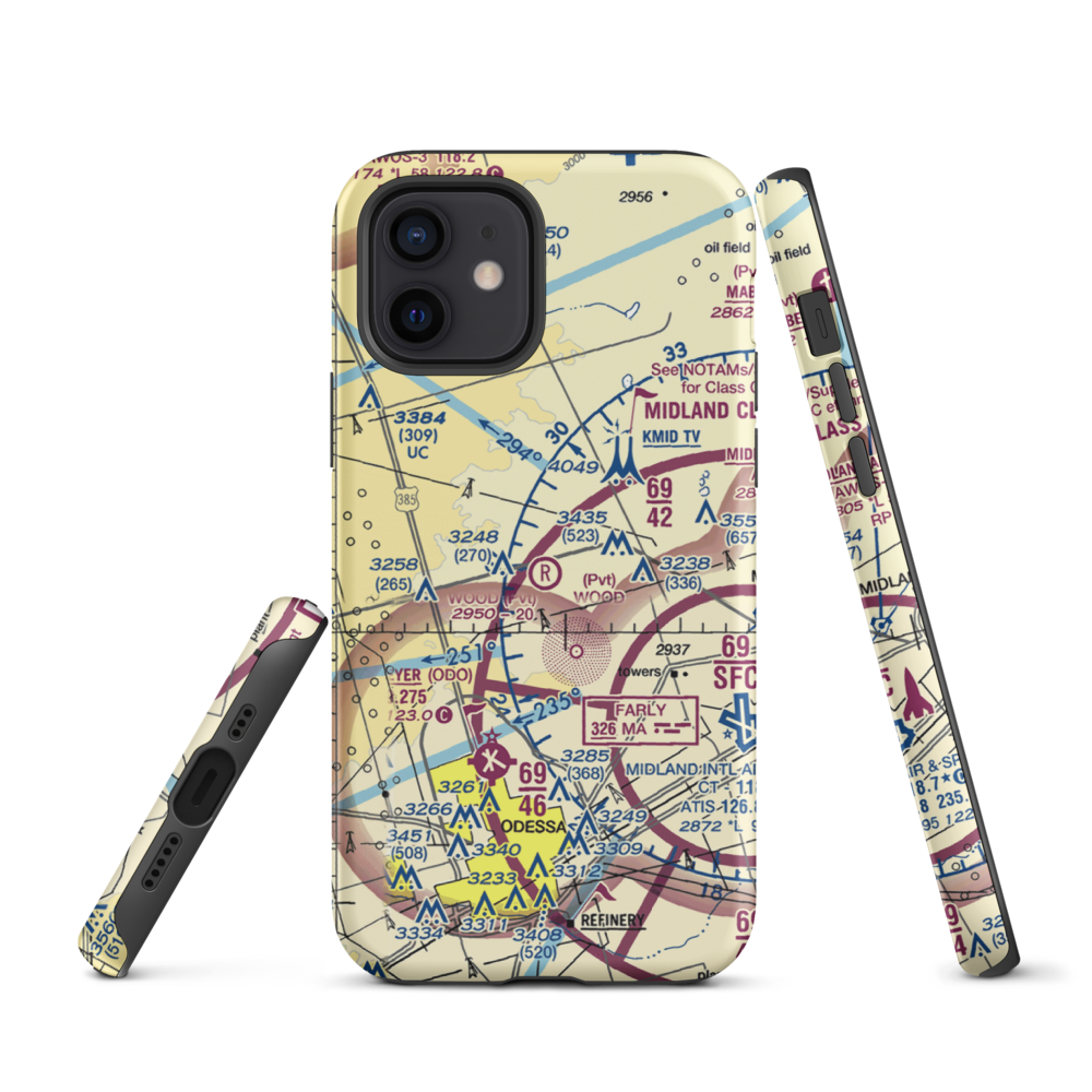 Wood Farm Airfield (12XA) VFR Sectional  Tough iPhone Case iPhone 12 model shown