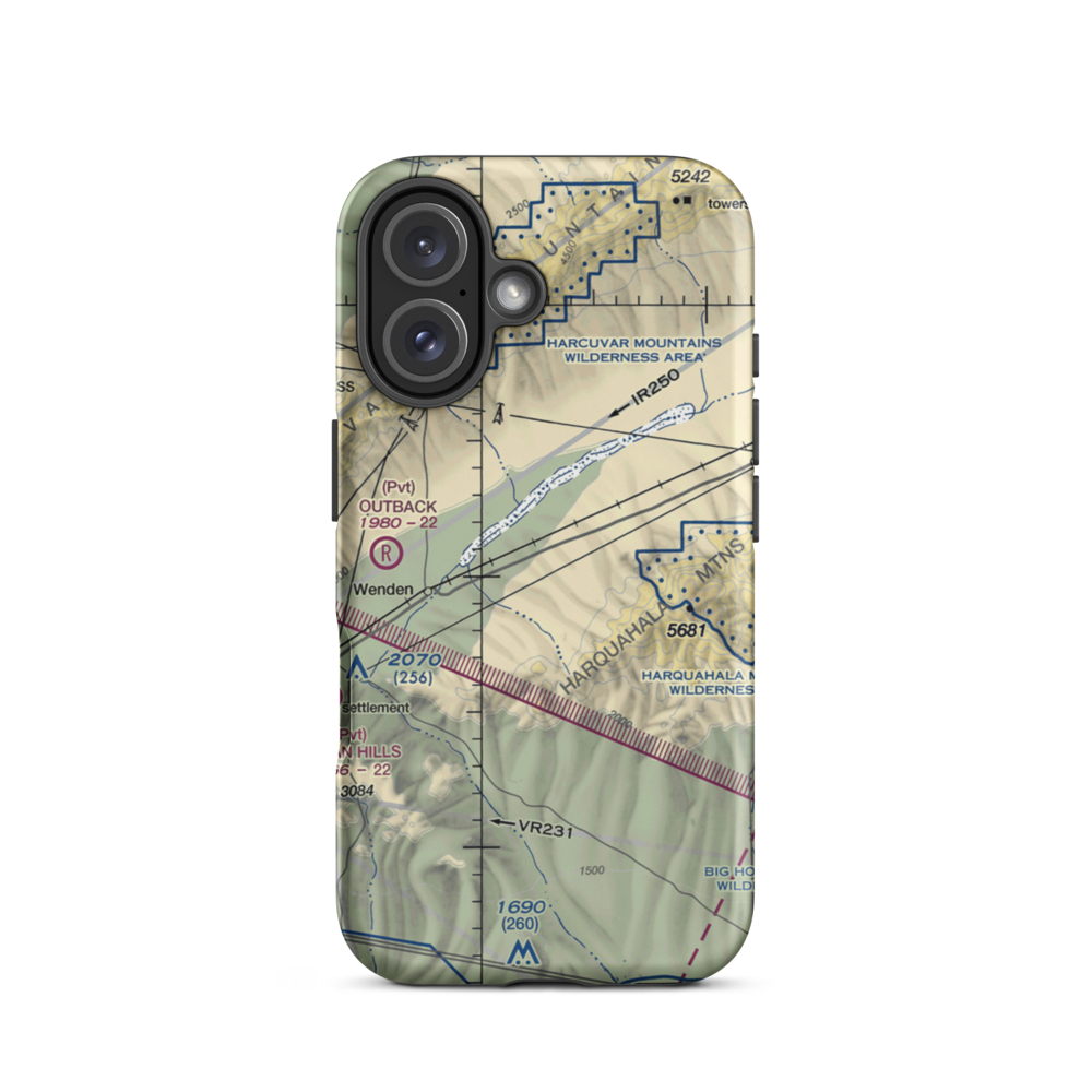 Wood's Airstrip (60AZ) VFR Sectional  Tough iPhone Case iPhone 16 model shown