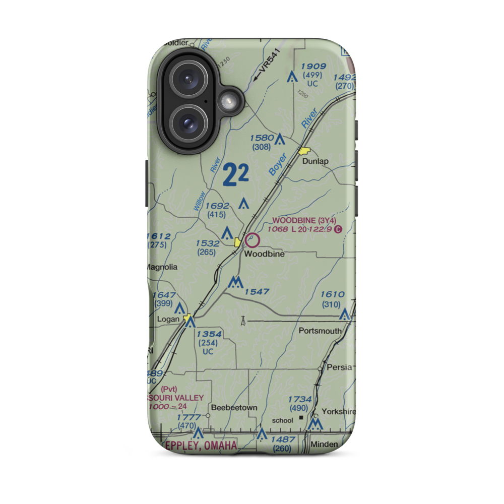 Woodbine Municipal Airport (3Y4) VFR Sectional  Tough iPhone Case iPhone 16 Plus model shown