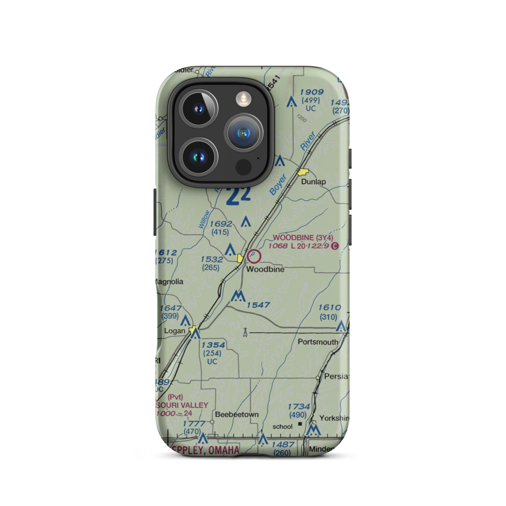Woodbine Municipal Airport (3Y4) VFR Sectional  Tough iPhone Case iPhone 16 Pro model shown