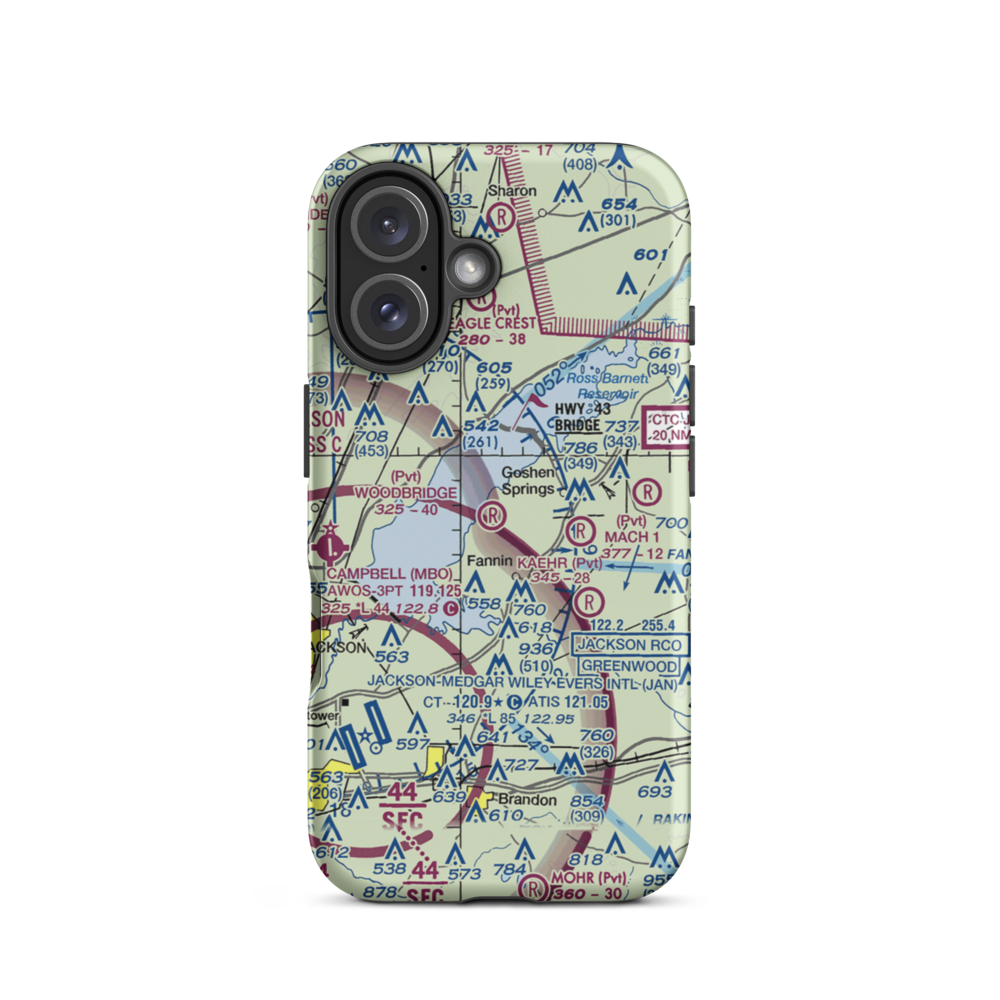 Woodbridge Airport (6MS1) VFR Sectional  Tough iPhone Case iPhone 16 model shown