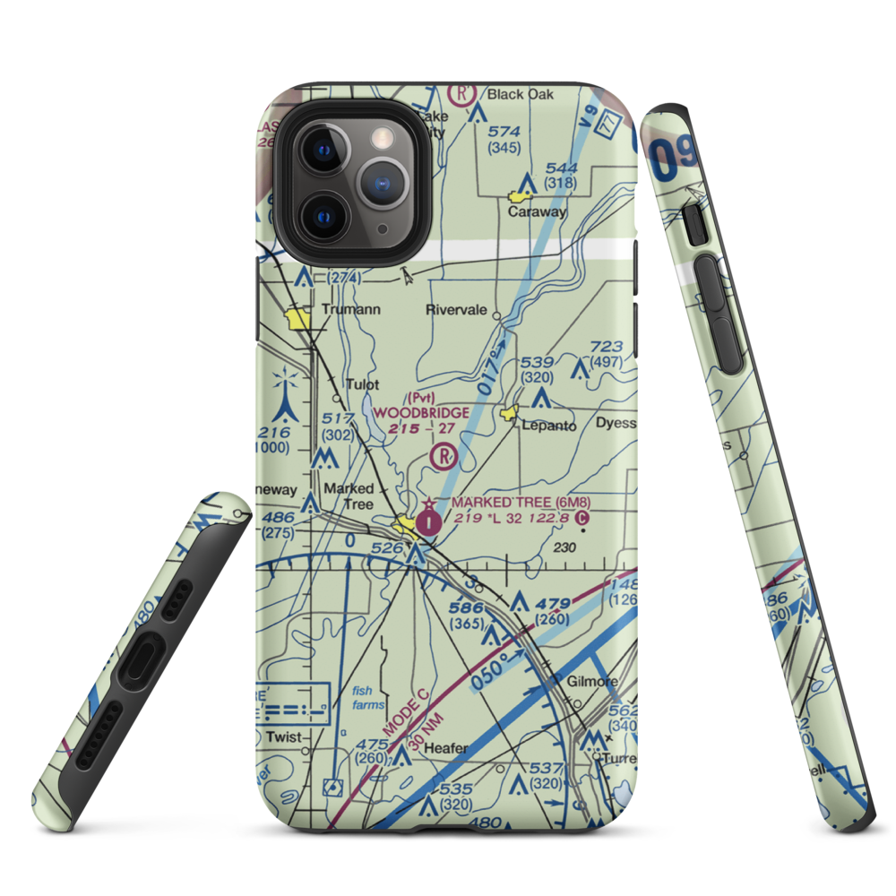 Woodbridge Field (34AR) VFR Sectional  Tough iPhone Case iPhone 11 Pro Max model shown
