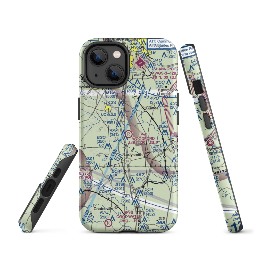 Woodford Airpark (20VA) VFR Sectional  Tough iPhone Case iPhone 14 model shown