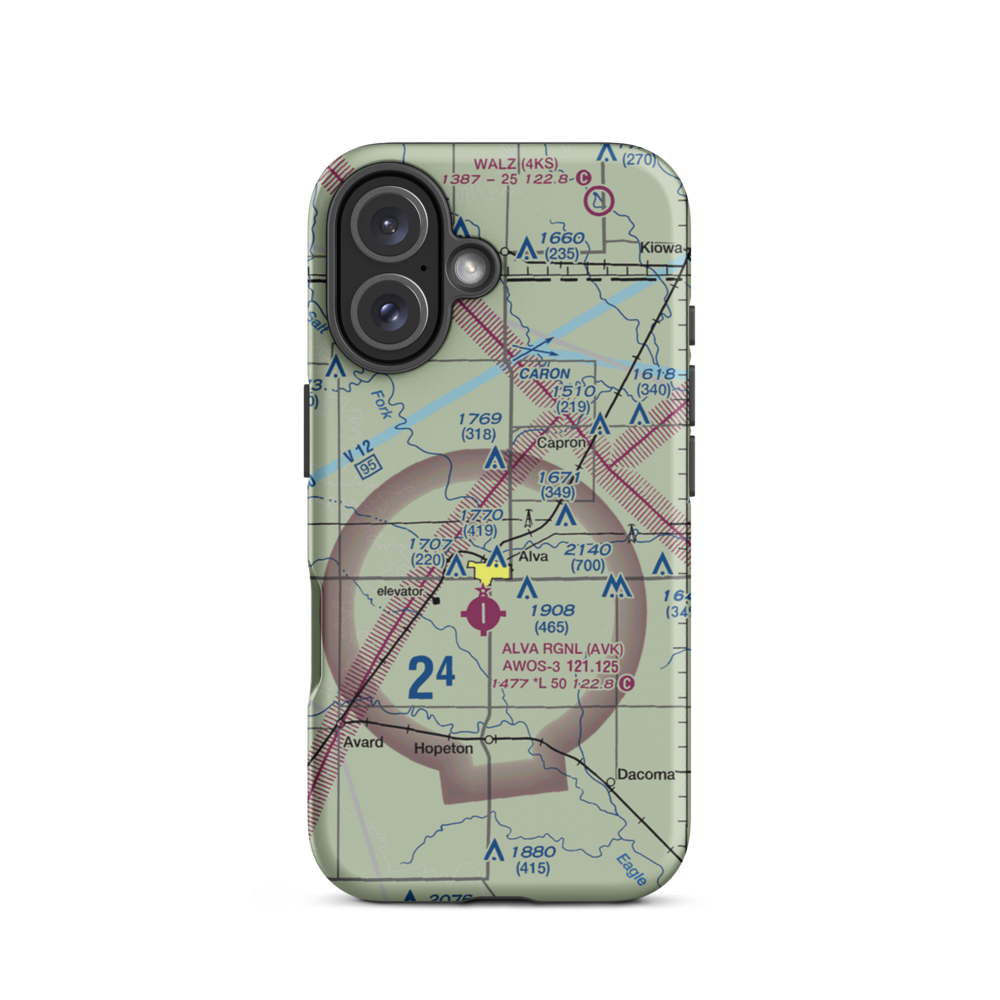 Woodlake Airport (OK14) VFR Sectional  Tough iPhone Case iPhone 16 model shown
