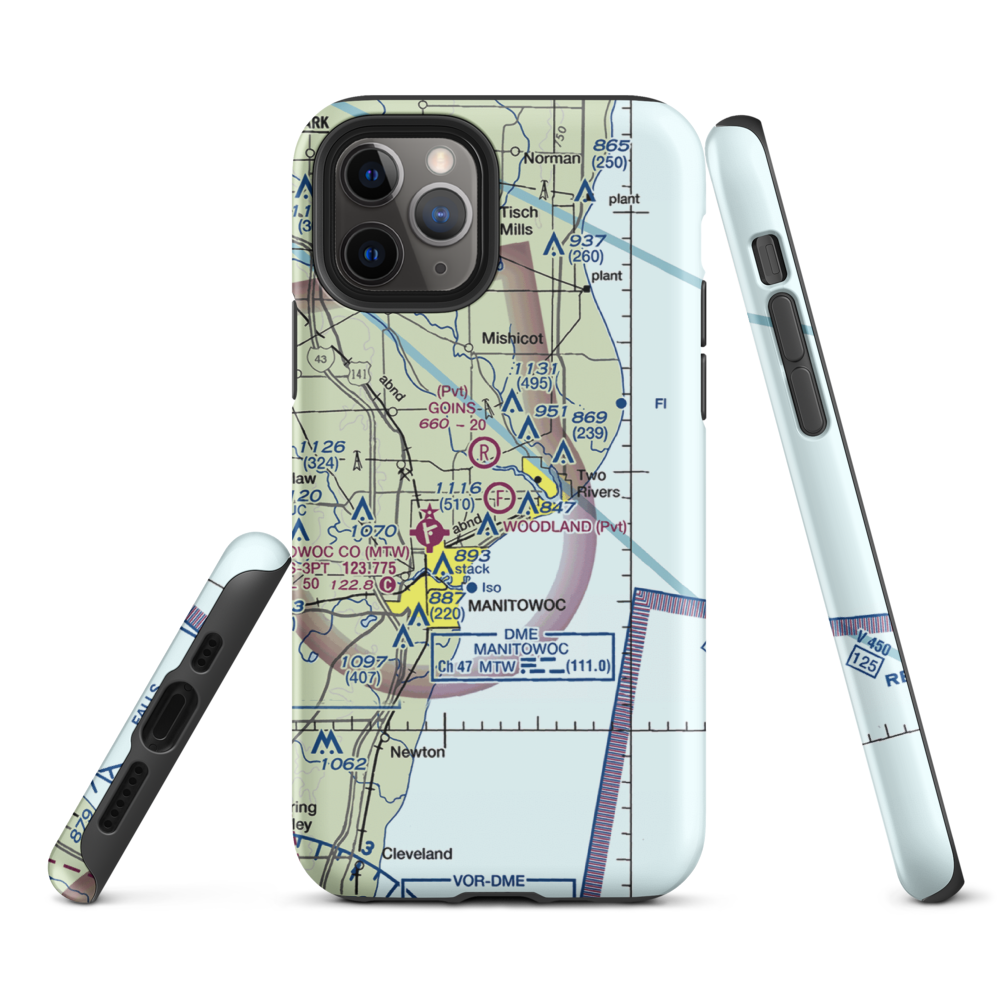 Woodland Airstrip (3WN7) VFR Sectional  Tough iPhone Case iPhone 11 Pro model shown