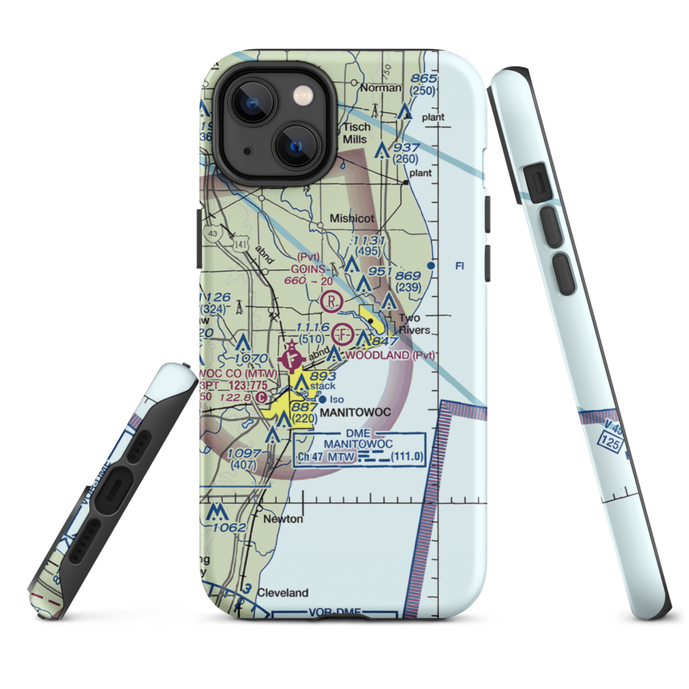 Woodland Airstrip (3WN7) VFR Sectional  Tough iPhone Case iPhone 14 Plus model shown