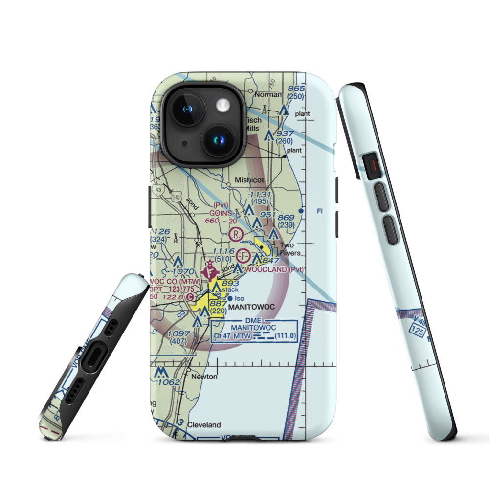 Woodland Airstrip (3WN7) VFR Sectional  Tough iPhone Case iPhone 15 model shown