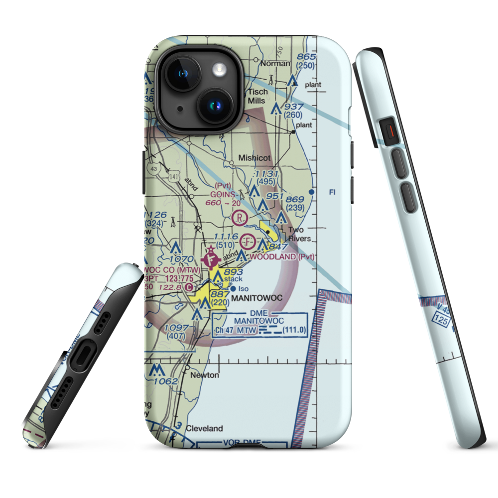 Woodland Airstrip (3WN7) VFR Sectional  Tough iPhone Case iPhone 15 Plus model shown