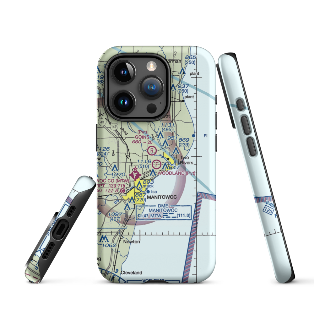 Woodland Airstrip (3WN7) VFR Sectional  Tough iPhone Case iPhone 15 Pro model shown